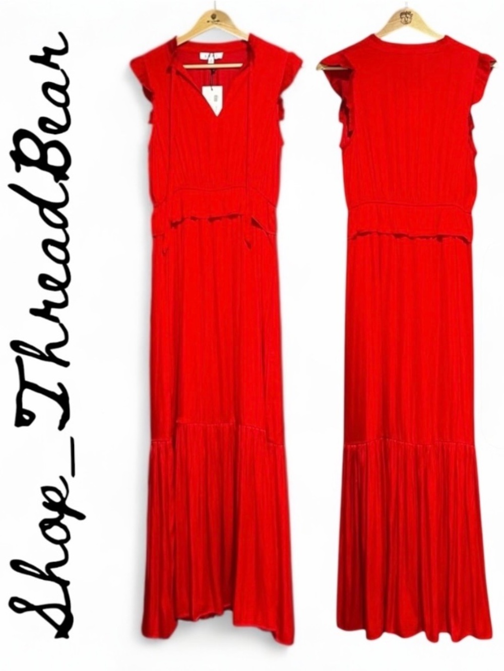 Silky! [THML] Vibrant Red NWT Tiered Dress | Ruched & Ruffled Maxi | Medium